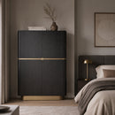 Black Wooden 4-Door Wardrobe | Vical Home Prayon