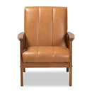 Tan Leather Effect Lounge Chair | Bali Loom Nikko | Oroatrade.com