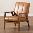 Tan Leather Effect Lounge Chair | Bali Loom Nikko | Oroatrade.com