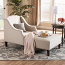 Beige Nailhead Trimmed Chaise Lounge | Bali Loom Leonie | Oroatrade.com