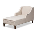 Beige Nailhead Trimmed Chaise Lounge | Bali Loom Leonie | Oroatrade.com