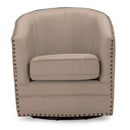 Beige Studded Swivel Tub Chair | Bali Loom Porter | Oroatrade.com