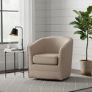 Beige Studded Swivel Tub Chair | Bali Loom Porter | Oroatrade.com