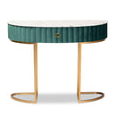 Green Velvet 1 Drawer Console Table | Bali Loom Beale | Oroatrade.com