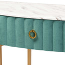 Green Velvet 1 Drawer Console Table | Bali Loom Beale | Oroatrade.com