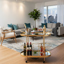 Brushed Gold Wine Bar Cart | Bali Loom Kamal | Oroatrade.com