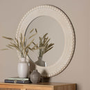 Round White Beaded Accent Mirror | Bali Loom Grazia | Oroatrade.com