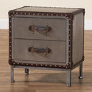 2-Drawer Silver Vintage End Table | Novi Living Jacey