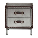 2-Drawer Silver Vintage End Table | Novi Living Jacey
