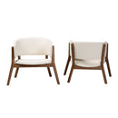 Walnut Framed Curve Accent Chairs 2 | Bali Loom Baron | Oroatrade.com