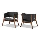 Walnut Framed Curve Accent Chairs 2 | Bali Loom Baron | Oroatrade.com