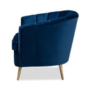 Channeled Blue Velvet Accent Chair | Bali Loom Emeline | Oroatrade.com