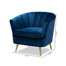 Channeled Blue Velvet Accent Chair | Bali Loom Emeline | Oroatrade.com
