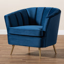 Channeled Blue Velvet Accent Chair | Bali Loom Emeline | Oroatrade.com