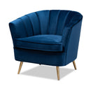 Channeled Blue Velvet Accent Chair | Bali Loom Emeline | Oroatrade.com