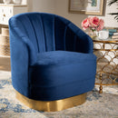 Blue Vevet Swivel Accent Chair | Bali Loom Fiore | Oroatrade.com