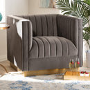 Gray Velvet Channeled Accent Chair | Bali Loom Aveline | Oroatrade.com