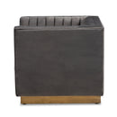 Gray Velvet Channeled Accent Chair | Bali Loom Aveline | Oroatrade.com