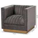 Gray Velvet Channeled Accent Chair | Bali Loom Aveline | Oroatrade.com