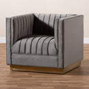 Gray Velvet Channeled Accent Chair | Bali Loom Aveline | Oroatrade.com