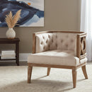 Button Tufted Beige Accent Barrel Chair | Bali Loom Esme | Oroatrade.com