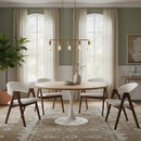 White Boucle Curved Dining Chairs 2 | Bali Loom Virden | Oroatrade.com