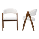 White Boucle Curved Dining Chairs 2 | Bali Loom Virden | Oroatrade.com