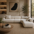 Hospitality furniture - Brown Ribbed Fabric Left Sofa - www.oroatrade.com