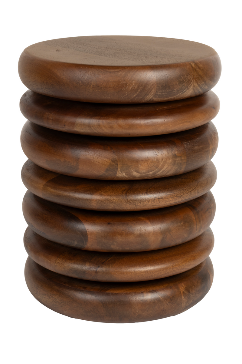 Brown Wooden Layered Stool | Zuiver Disc | Oroatrade.com