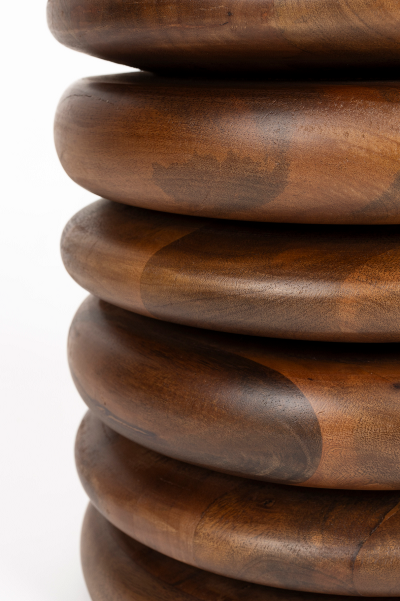 Brown Wooden Layered Stool | Zuiver Disc | Oroatrade.com