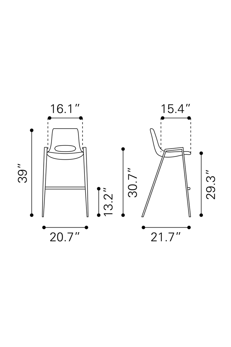 Leather Bar Stools (2) | OROA Modern Desi | Oroatrade.com