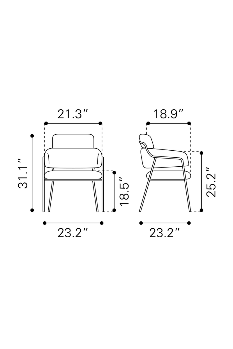 Shearling Style Dining Chairs (2) | OROA Modern Marcel | Oroatrade.com
