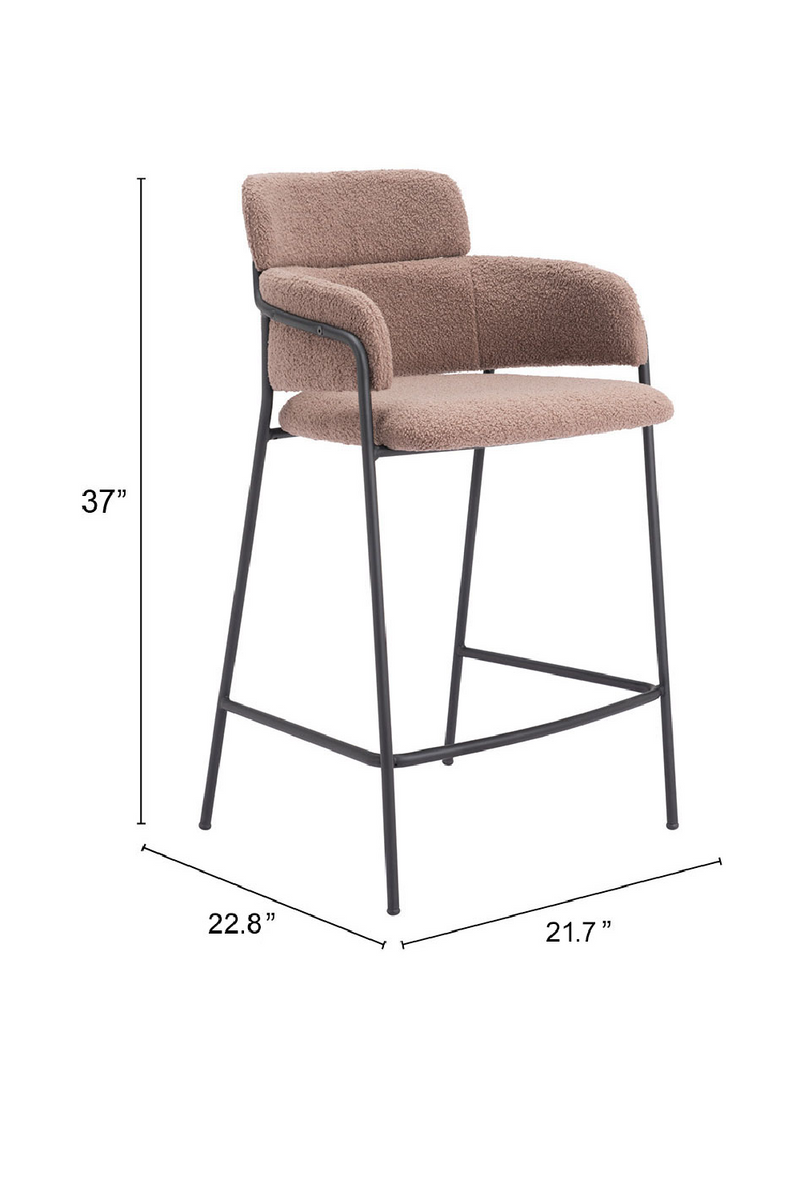 Shearling Style Counter Stools (2) | OROA Modern Marcel | Oroatrade.com