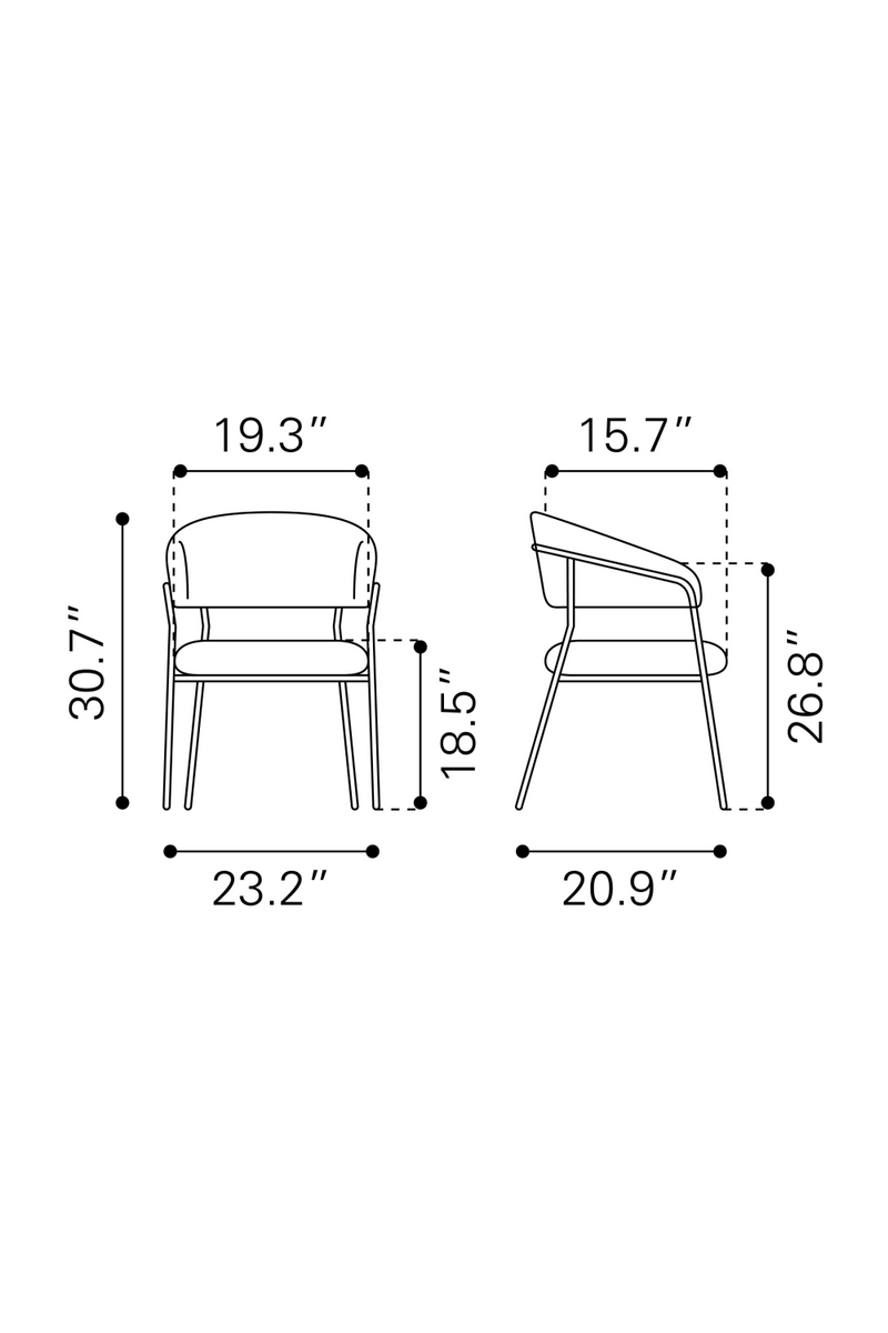 Cream Shearling Dining Chairs (2) | OROA Modern Josephine | Oroatrade.com