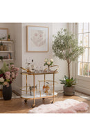 Gold Framed Oval Bar Cart | OROA Modern Antalya | Oroatrade.com