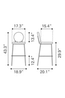 Green Velvet Bar Stools (2) | OROA Modern Odessa | Oroatrade.com