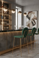 Green Velvet Bar Stools (2) | OROA Modern Odessa | Oroatrade.com