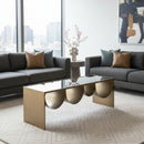 Brass-Framed Glass Coffee Table | OROA Modern Reed