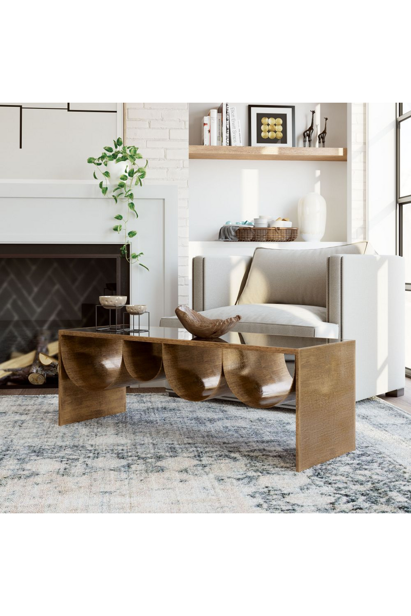 Brass-Framed Glass Coffee Table | OROA Modern Reed | Oroatrade.com