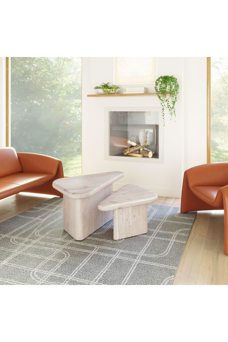 Whitewashed Acacia Coffee Table Set | OROA Modern Navidic | Oroatrade.com