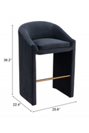Dark Gray Velvet Bar Stool | OROA Modern Emas | Oroatrade.com