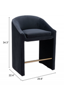 Dark Gray Velvet Counter Stool | OROA Modern Emas | Oroatrade.com