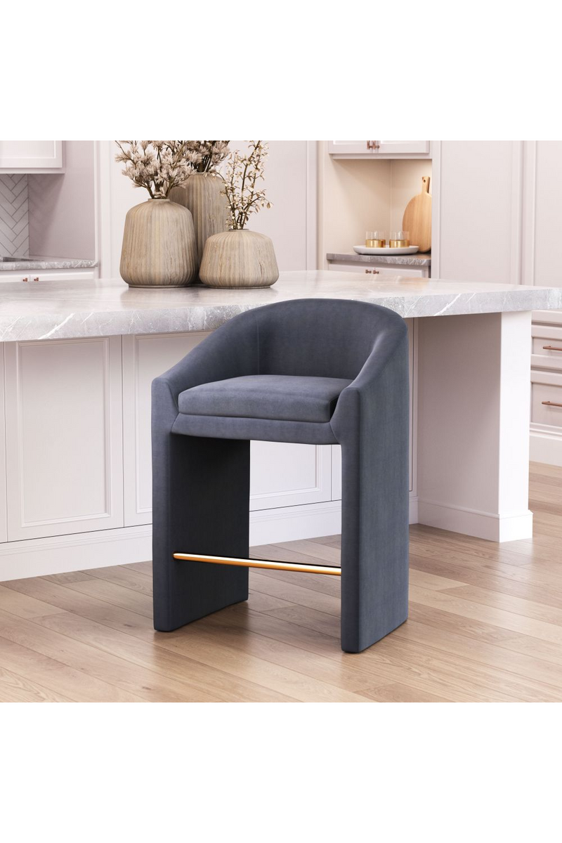 Dark Gray Velvet Counter Stool | OROA Modern Emas | Oroatrade.com