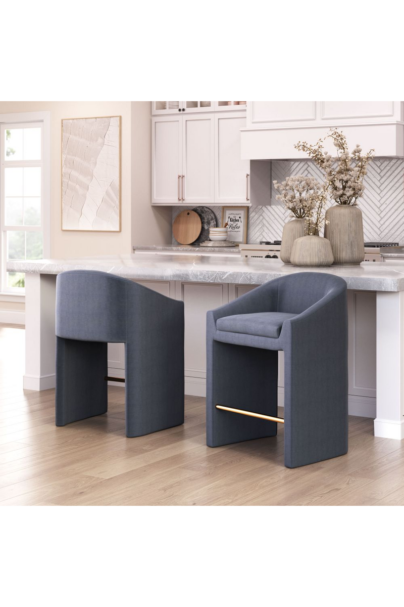 Dark Gray Velvet Counter Stool | OROA Modern Emas | Oroatrade.com