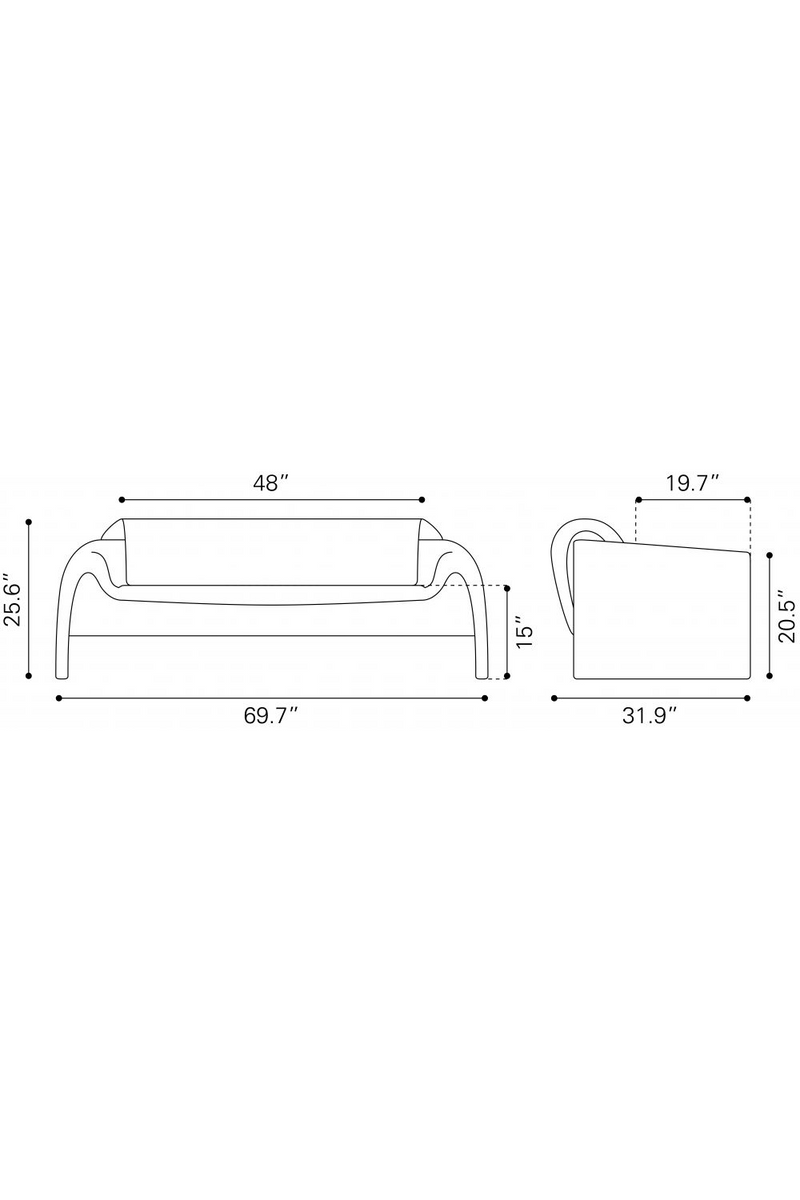 Red Velvet Sofa | OROA Modern Horten | Oroatrade.com