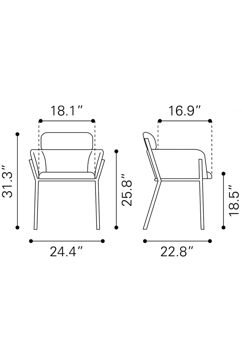 Vinyl Upholstered Dining Chairs (2) | OROA Modern Bremor | Oroatrade.com