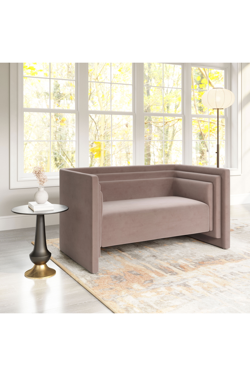 Taupe Velvet Loveseat | OROA Modern Trippel | Oroatrade.com
