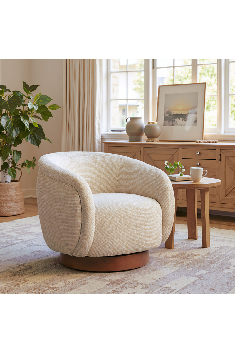 Beige Swivel Lounge Chair | OROA Modern Vinta | Oroatrade.com
