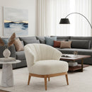 Beige Curved-Back Lounge Chair | OROA Modern Leque | OROATRADE.com