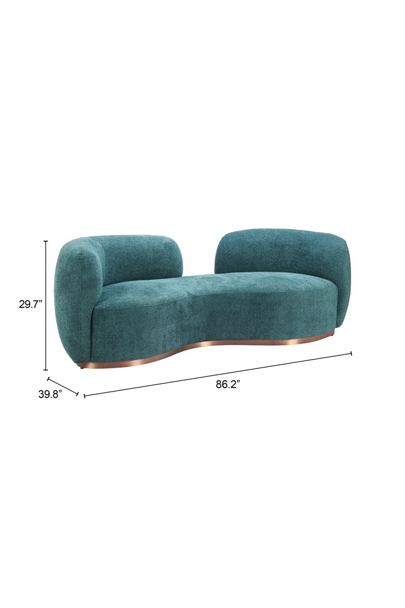 Teal Colored Curved Sofa | OROA Modern Jamela | Oroatrade.com